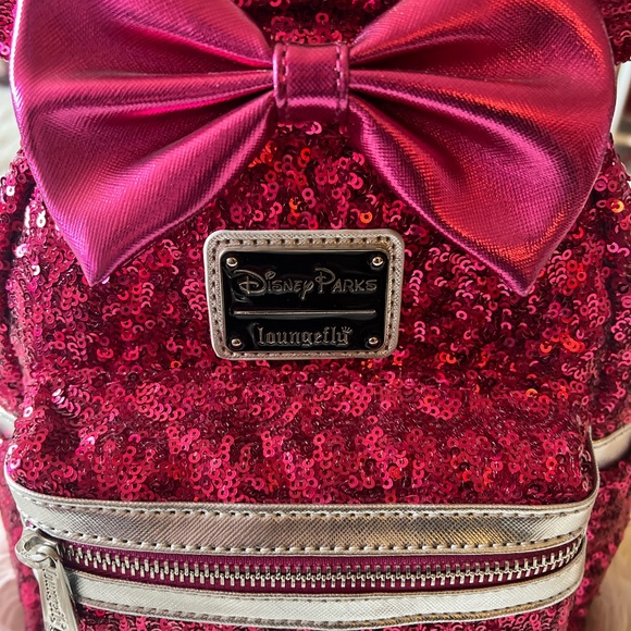 Disney pink sparkle backpack purse. Used once. - Picture 3 of 5